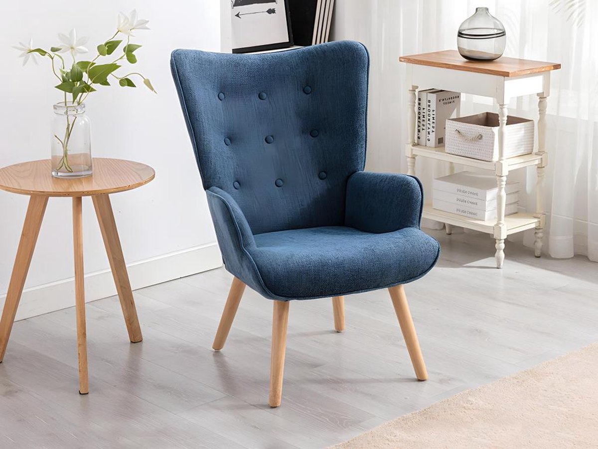 Vente-unique Fauteuil van stof VATELY - Blauw