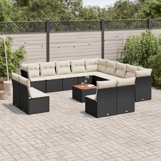 vidaXL-14-delige-Loungeset-met-kussens-poly-rattan-zwart
