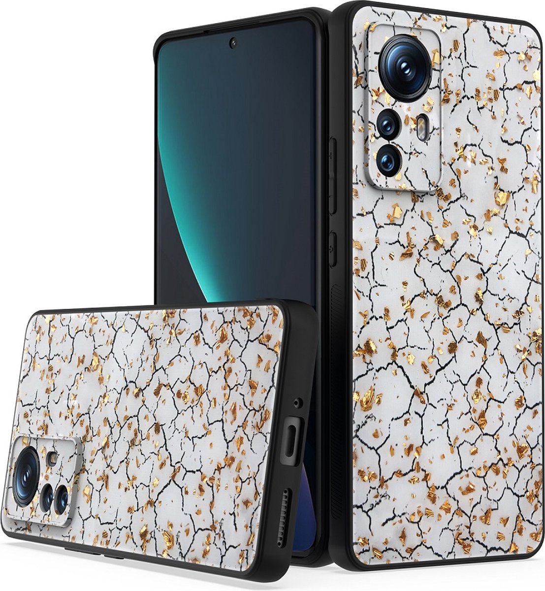 Silicone Hoesje Print - Backcover - Geschikt voor Xiaomi 12 Pro - Gebroken Wit