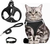 Kattentuigje en Kattenhalsband Set - Ontsnappingsbestendig - Zachte Binnenvoering - Veilig Wandelen met Je Kat