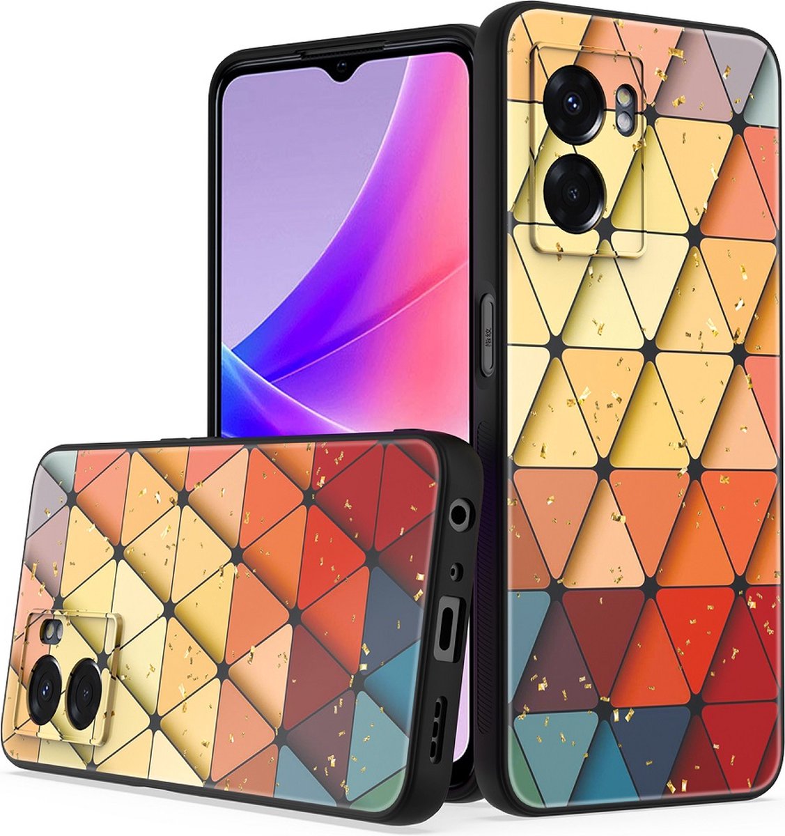 Silicone Hoesje Print - Backcover - Geschikt voor Oppo A57 / A57s - Marmer Triangle
