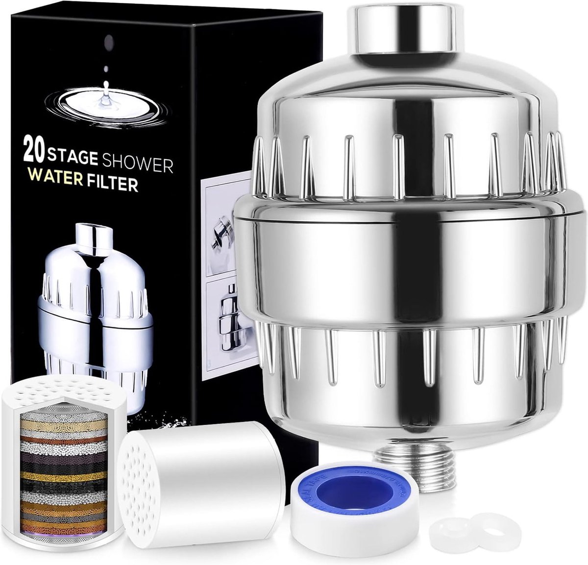Douchefilter - Waterfilter - Shower Filter - Filtert Chloor, Fluoride and Zware Metalen - Anti-Kalk - 20-24 Stage - Beter voor Huid en Haar