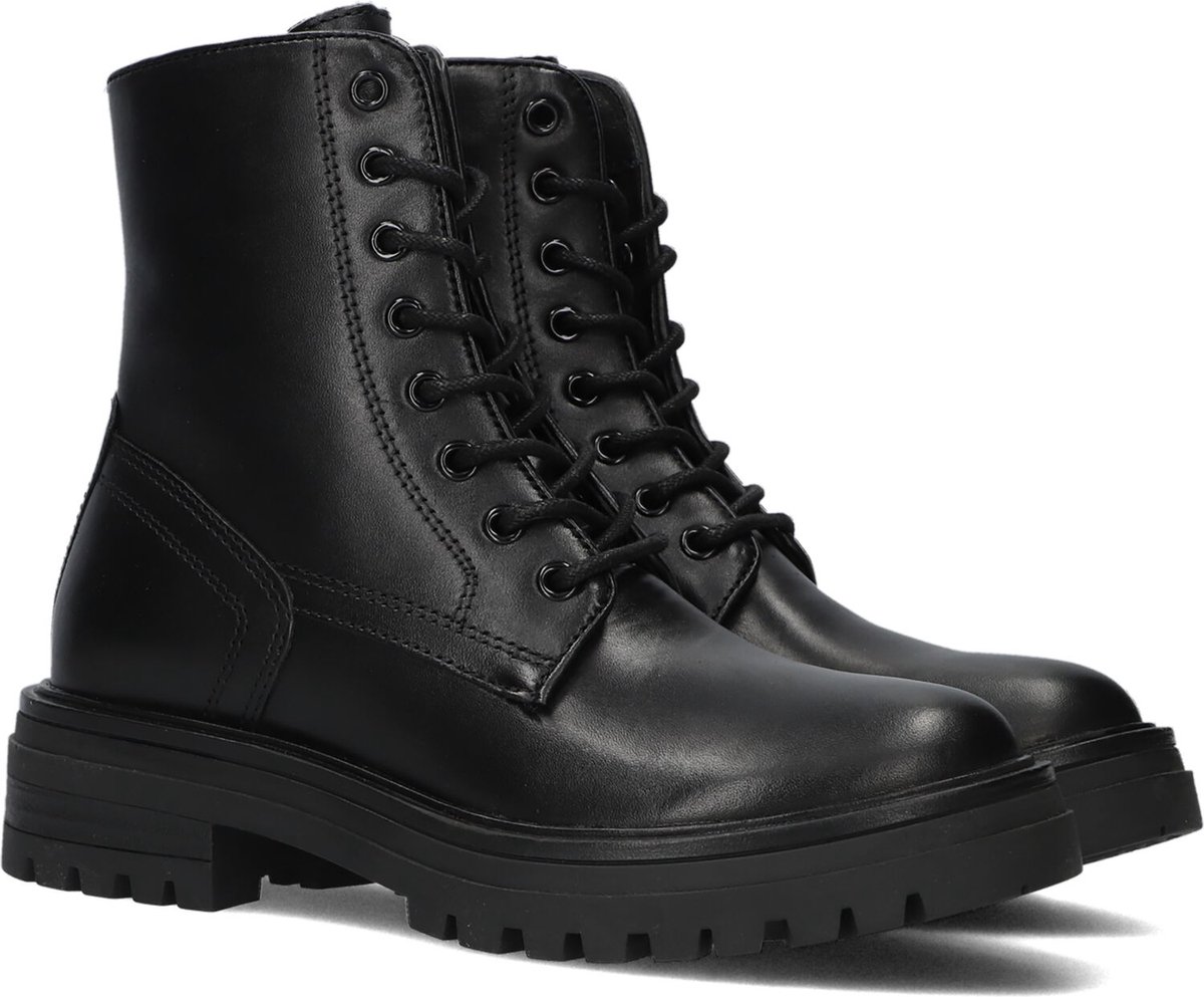 Wysh Emma Veterboots - Laarzen Met Veters - Meisjes - Zwart - Maat 36