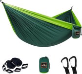 Campinghangmat, dubbele of enkele parachutehangmat met twee boomriemen, lichtgewicht draagbare hangmat voor kamperen, wandelen, backpacken