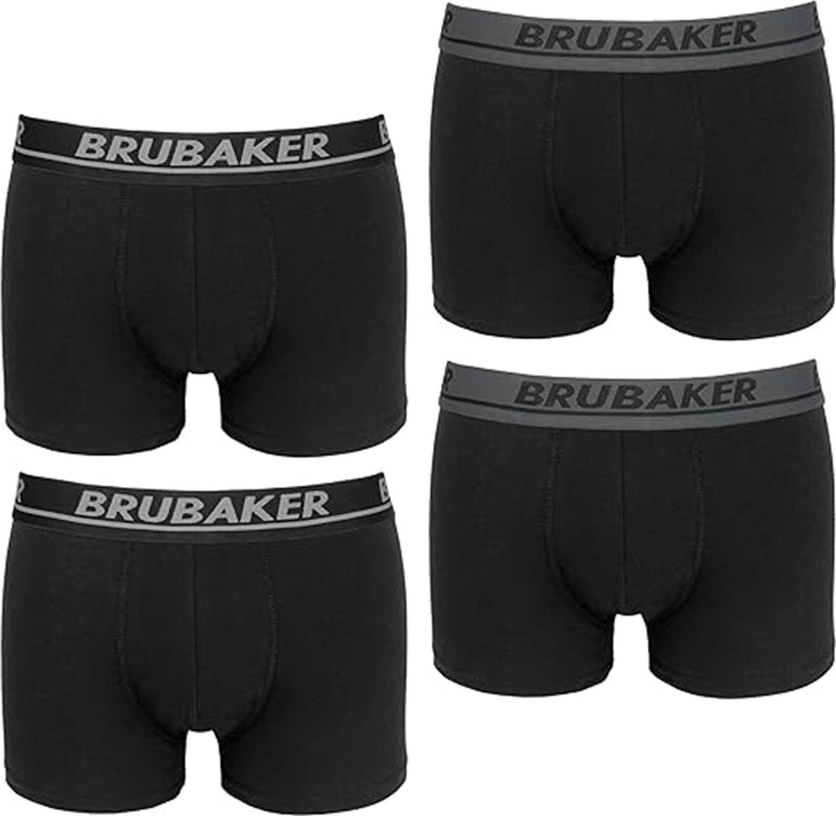 BRUBAKER Heren Boxershort 4-pack Retroshorts - Hipster Boxershorts met Elastische Tailleband Comfortabel en Ademend - Heren Ondergoed van Katoen en Lycra