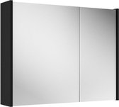 Adema Spiegelkast - 80x63x16cm - inclusief zijpanelen - mat zwart