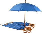 Voordelpak: Set van 10 Automatische 102cm Diameter | Windproof Paraplu's voor Volwassenen | Met Houten Handvat | Sky Blauw - Unisex