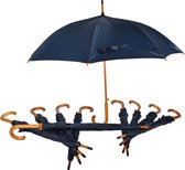 Voordelpak: Set van 10 Luxe Navy Blauwe Automatische Paraplu met Houten Handvat - 98cm Diameter | Waterdicht en Windproof | Unisex