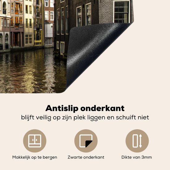 KitchenYeah® Inductie beschermer 81.6x52.7 cm - Grachtenpanden langs het kanaal in Amsterdam - Kookplaataccessoires - Afdekplaat voor kookplaat - Inductiebeschermer - Inductiemat - Inductieplaat mat