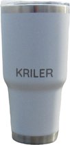 KRILER Cup - Premium RVS Thermosbeker - Autohouder Proof - 12U Warm & Koud - Lekvrij - BPA Vrij - 30oz / 0,88L - Wit