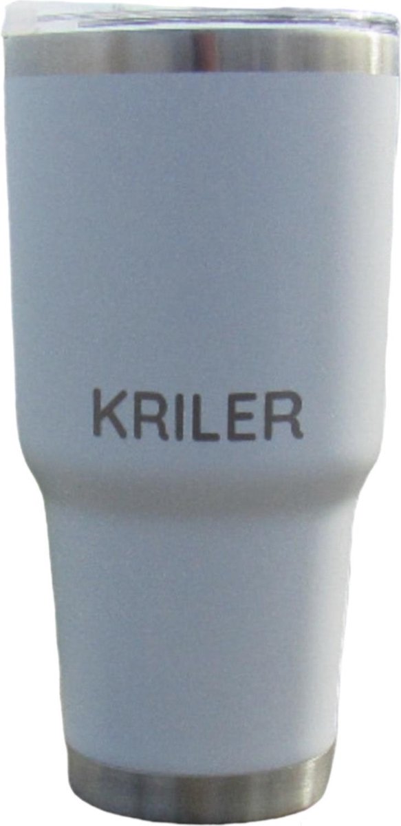 KRILER Cup - Premium RVS Thermosbeker - Autohouder Proof - 12U Warm & Koud - Lekvrij - BPA Vrij - 30oz / 0,88L - Wit