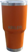 KRILER Cup - Premium RVS Thermosbeker - Autohouder Proof - 12U Warm & Koud - Lekvrij - BPA Vrij - 30oz / 0,88L - Oranje