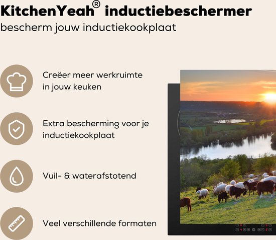 KitchenYeah® Inductie beschermer 81x52 cm - Zonsondergang in Normandië - Kookplaataccessoires - Afdekplaat voor kookplaat - Inductiebeschermer - Inductiemat - Inductieplaat mat