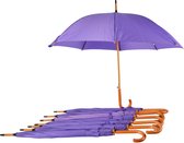 Set van 8 Paarse Paraplu's - Automatisch Uitklapbaar - Ø 98 cm Paraplu met Houten Handvat - Windproof - Waterdicht
