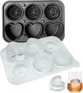 IJsblokjesvorm, siliconen met deksel, roos en harten, BPA-vrije ijsballenvorm voor whisky, cocktails, bier, gekoelde dranken, ice Cube Tray, lekvrij, 5 cm grote ijsblokjeshouder