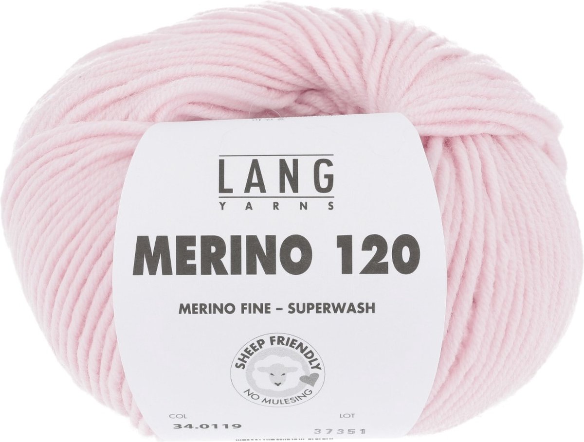 Lang Yarns Merino 120 - 119 babyroze - Merinowol Garen
