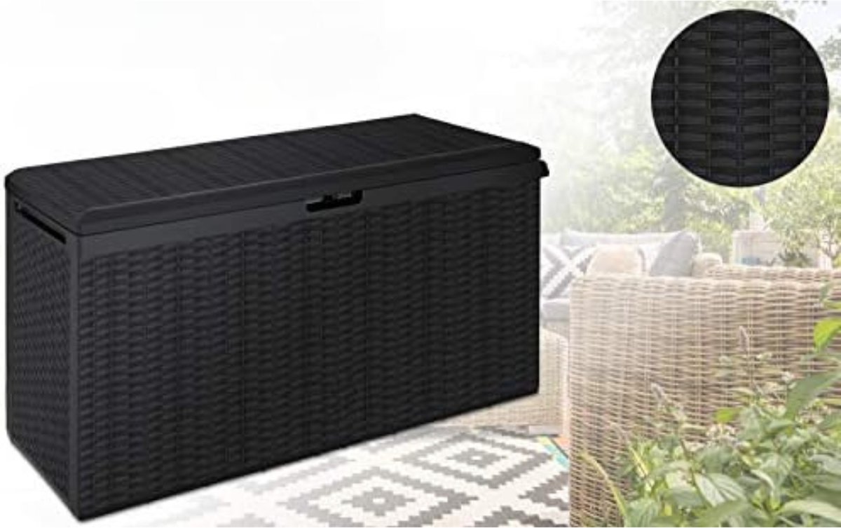 Bol.com Opbergbox tuinkussenbox waterdicht - Tuinkussenbox waterdicht - Kussenbox voor buiten - ‎114 x 60 x 47 cm - Antraciet aanbieding