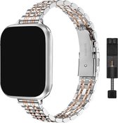 Innerlight® Narrow+ - Zilver / Rose Goud - 38/40/41mm - Metalen bandje geschikt voor Apple Watch - Schakel Armband RVS - Stainless Steel Watch Band - Roestvrijstaal - Horlogeband - Geschikt als Apple watch bandje voor Series 1/2/3/4/5/6/SE/7/8/9