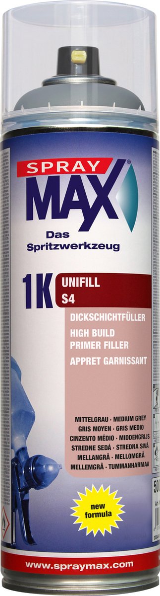 Spuitbus primer middengrijs vullende grondverf Spraymax 500ml