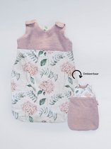 Poppen slaapzak | Dreamy Blossom | 37 - 45 cm - Roze / Bloemen slaapzak voor pop (poppenslaapzak voor o.a. Baby Born en Baby Annabell)