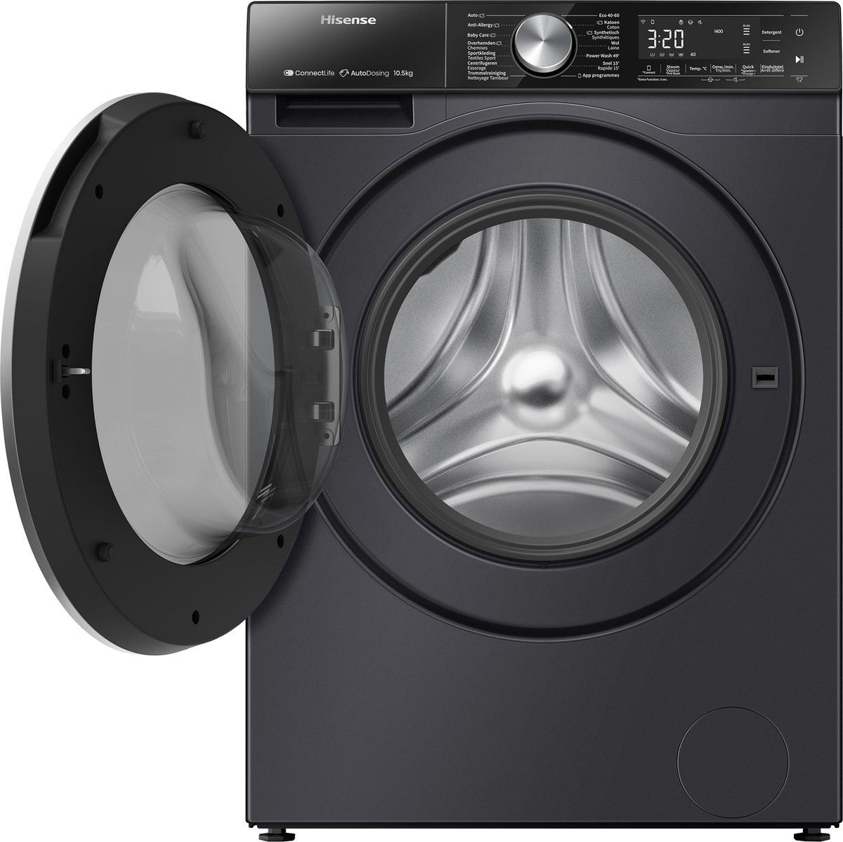 Hisense 5S Serie WF5S1045BB - Wasmachine met Energielabel A - 10,5kg - Auto dosing - 72dB (A) - Steam Wash -1400 toeren - Power Wash 49' - Connectlife — afbeelding 6