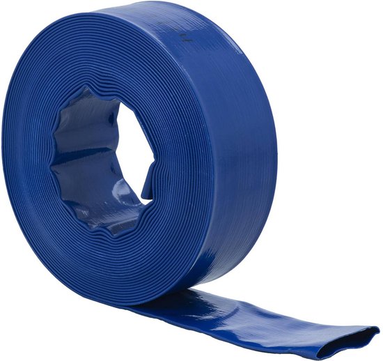 Platte slang met diameter van 32 mm, 1 1/4 inch, per meter, 8 bar werkdruk, 24 bar barstdruk, betonslang, platte pvc-slang, blauw Platte slang met diameter van 32 mm, 1 1/4 inch, per meter, 8 bar werkdruk, 24 bar barstdruk, betonslang, platte pvc-slang, blauw