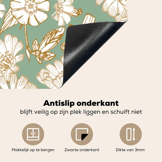 KitchenYeah® Inductie beschermer 81.6x52.7 cm - Bloem - Art nouveau - Design - Kookplaataccessoires - Afdekplaat voor kookplaat - Inductiebeschermer - Inductiemat - Inductieplaat mat