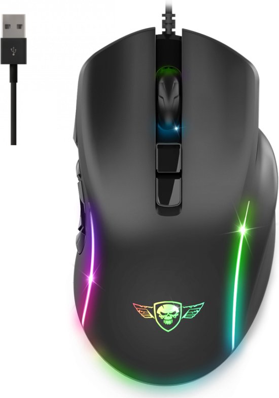 Spirit of Gamer Muis – Gaming Muis – Gamemuis – 12800 DPI – RGB – 10 Knoppen – Zwart