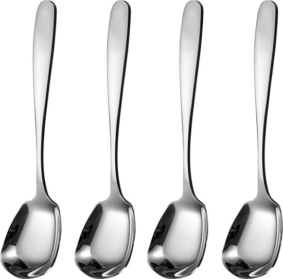 Soeplepel, Koreaanse lepels, 8 stuks roestvrijstalen Aziatische soeplepel, 8,5 inch lange steel Koreaanse dinerramenlepels voor thuis, keuken of restaurant (zwart