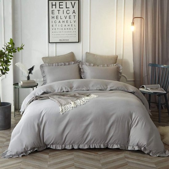 Herside Beddengoed met ruches, wit, 200 x 200 cm, boho