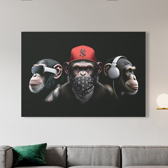 PosterGuru - Canvas Schilderij Monkey Twist - Game On - 50 x 70 cm