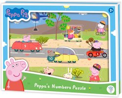 Peppa Pig FSC® Houten Puzzel - DeQube - 10 Stukken - Vormenpuzzel met Cijfers - Vanaf 2 Jaar