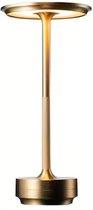 DreamGoods Oplaadbare Tafellamp - 5200mAh Accu - Draadloos & Oplaadbaar - Dimbaar - Moderne Touch Lamp - Tafellamp op Batterijen - Woonkamer Decoratie - Nachtlamp Slaapkamer - Industrieel - Goud
