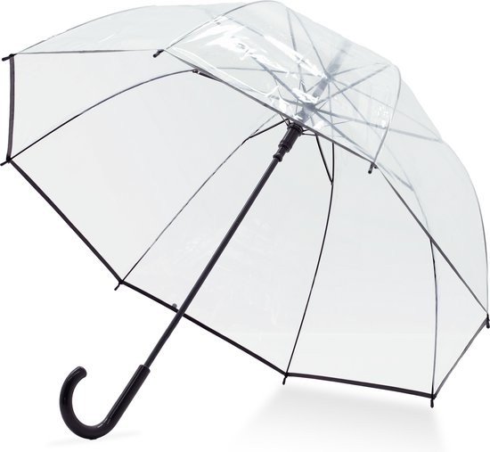 Parasol Dôme Muntel® Avec Crochet - Transparent - Bord Noir - Ø 80 cm