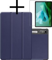 Étui pour Lenovo Tab P12, étui rigide, étui de livre avec découpe, adapté pour Lenovo Pen avec protecteur d'écran - Bleu foncé