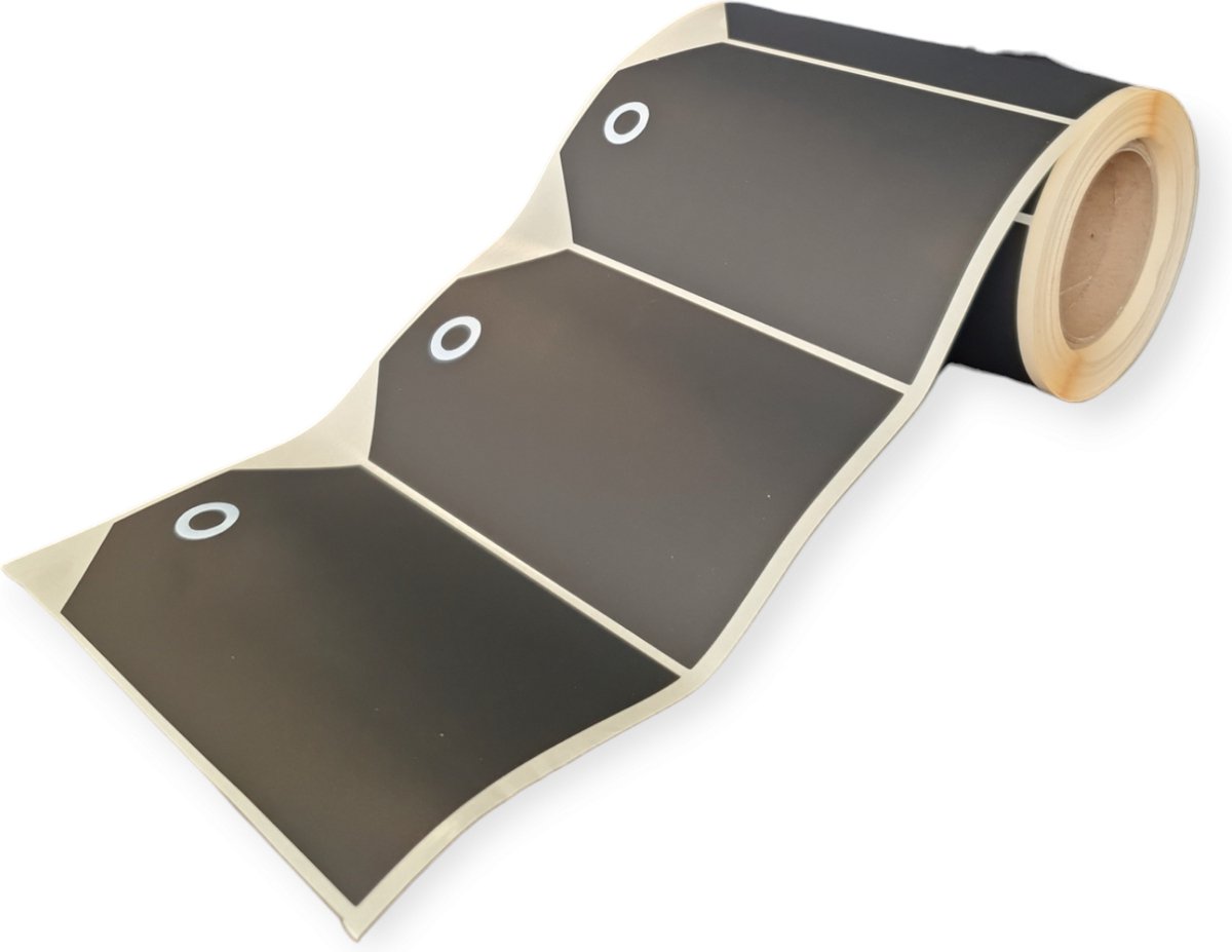 Krijtserie Etiketten/Stickers - Rol van 250 - Formaat: 145 x 90 mm - Mat Zwart - Inclusief Doosje Krijtjes