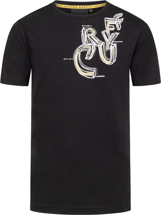 Cruyff Junior Connection Tee Shirt Zwart/Gold - Maat 152