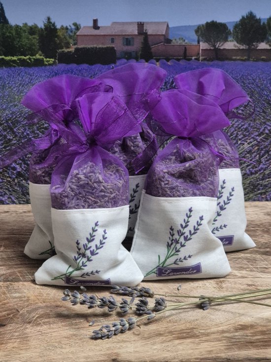 Lavendel geurzakjes met biologische lavendel uit de Provence - 5 stuks à 15 gram lavender paars