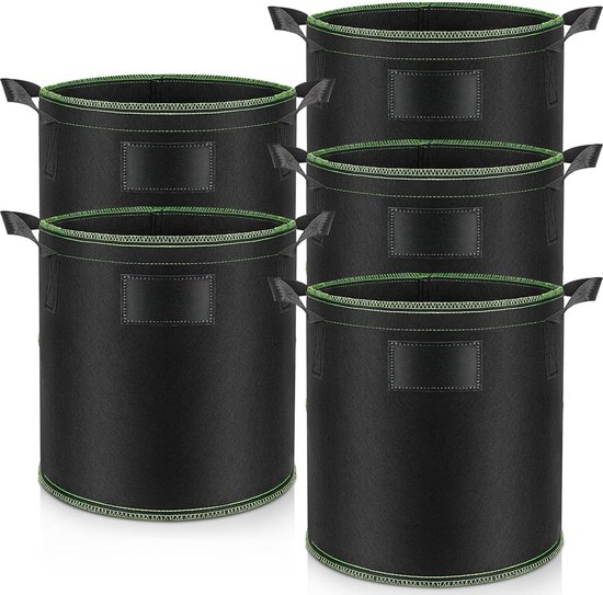 XVZ Aardappelkweekzakken, 6 stuks niet-geweven stoffen potten van 10 gallon voor tomaten, aardbeien, paprika's, wortelen, bloemen - 40 l zwart XVZ Aardappelkweekzakken, 6 stuks niet-geweven stoffen potten van 10 gallon voor tomaten, aardbeien, paprika's, wortelen, bloemen - 40 l zwart