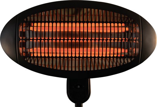 Foto: Brasq elektrische terrasverwarmer hangend phw100 heater 2000w 3 warmtestanden voor binnen en buiten spatwaterdicht zwart