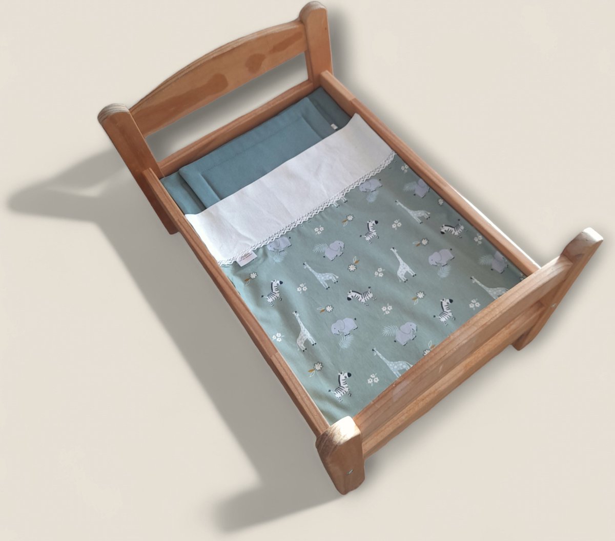 Atelier KVG poppenbed set groen dieren