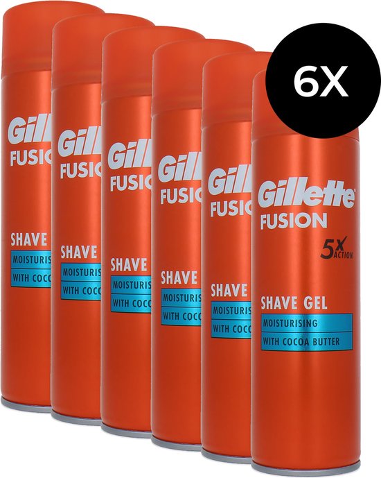 Foto: Gillette fusion5 ultra moisturizing scheergel mannen 6x200ml voordeelverpakking