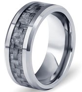 Wolfraam Ring Heren met Carbon Inleg - Tungsten Ring - Zeer Zwaar - Ringen - Mannen Cadeautjes - Cadeau voor Man