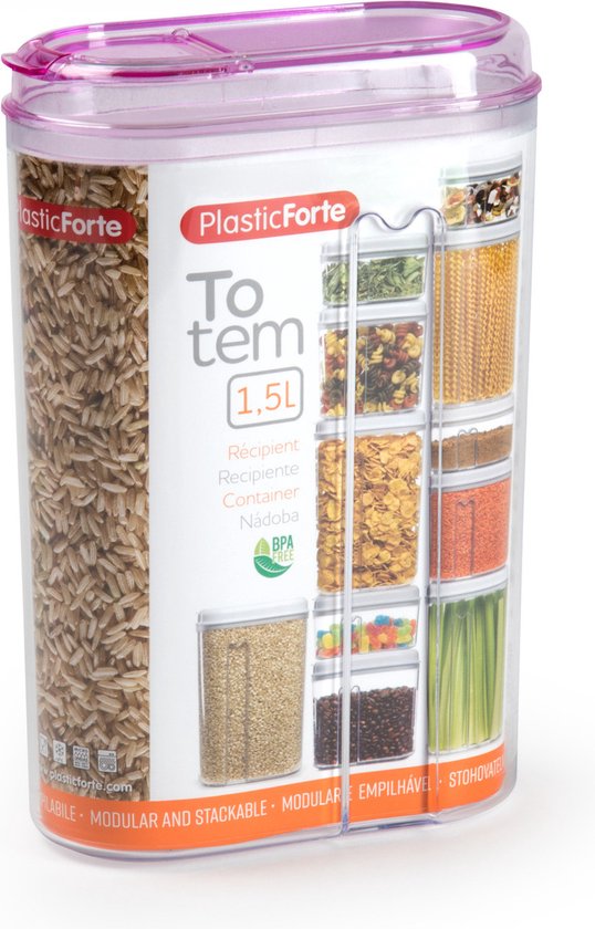 Plasticforte Shaker pour récipients alimentaires - 5x - rose - 1500 ml - plastique - pots de conservation