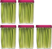 Plasticforte Voedselcontainer strooibus - 5x - roze - 1500 ml - kunststof - voorraadpotten