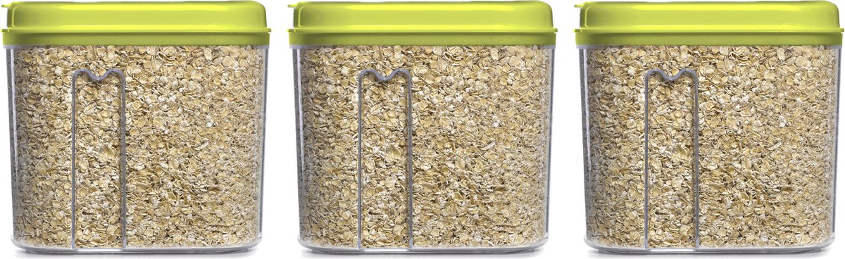 Plasticforte Voedselcontainer strooibus - 3x - groen - 1000 ml - kunststof - voorraadpotten