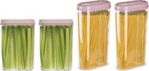 Plasticforte Voedselcontainers set - 4 stuks - licht roze - 2350/1500ml - kunststof - voorraadpot