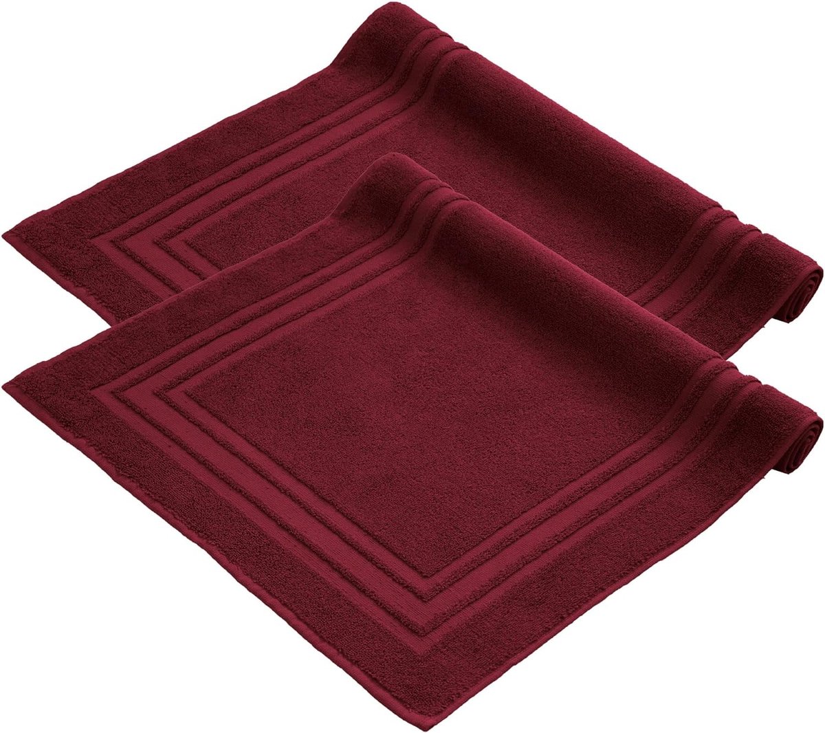 2-delige badmattenset, badstof douchemat, wasbare douchemat en badmat, 600 g/m² en 100% katoen, absorberend en sneldrogend, 50 x 70 cm, Aurora Red