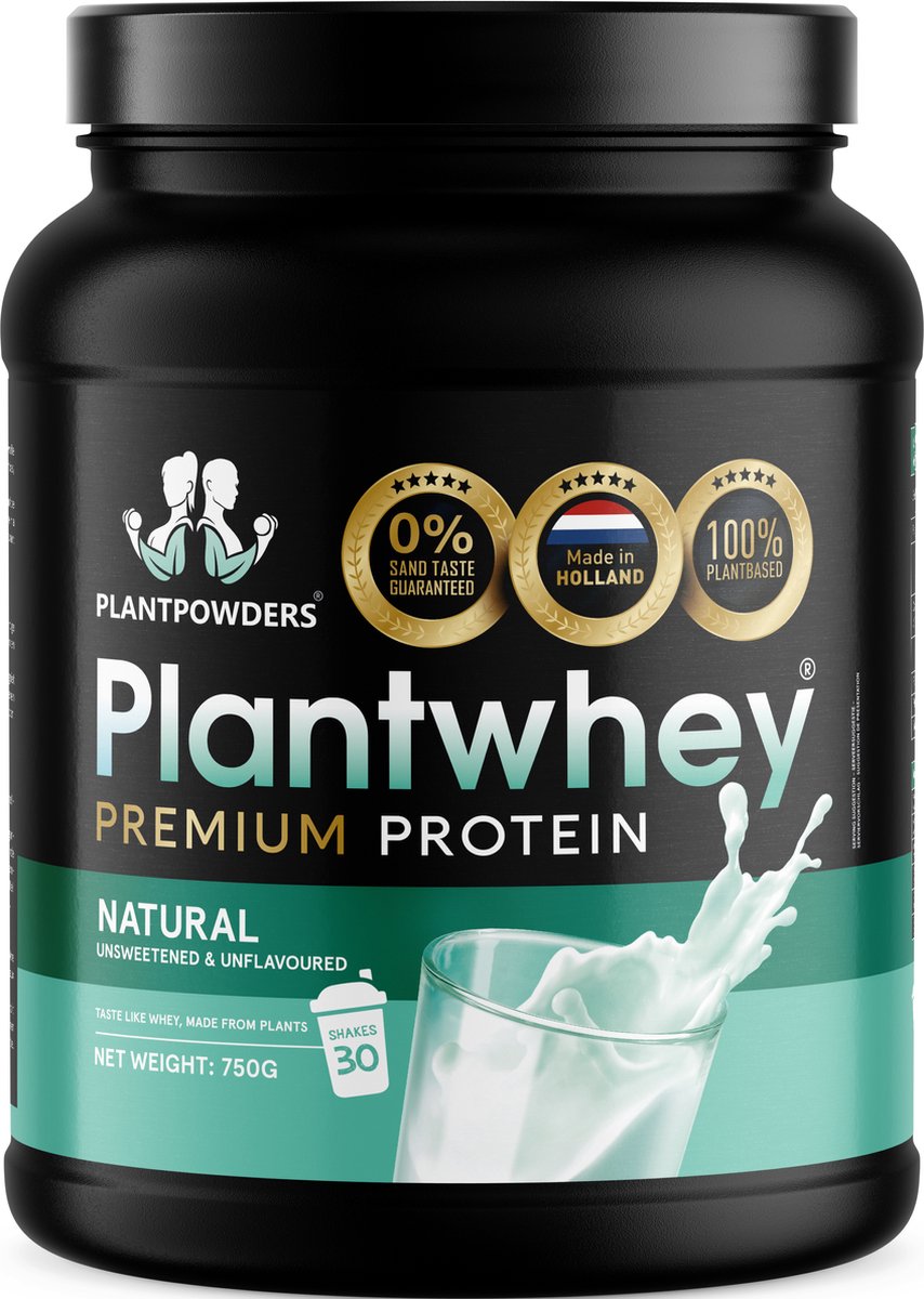 Goedkoopste Plantpowders - Plantwhey® - S'Werelds Eerste Plantaardige Eiwitshake Zonder Zandsmaak! - Lactosevrij - Proteïne Poeder - Eiwitpoeder - Vegan Proteïne Shake - Naturel en Ongezoet - 750 gram (30 shakes
