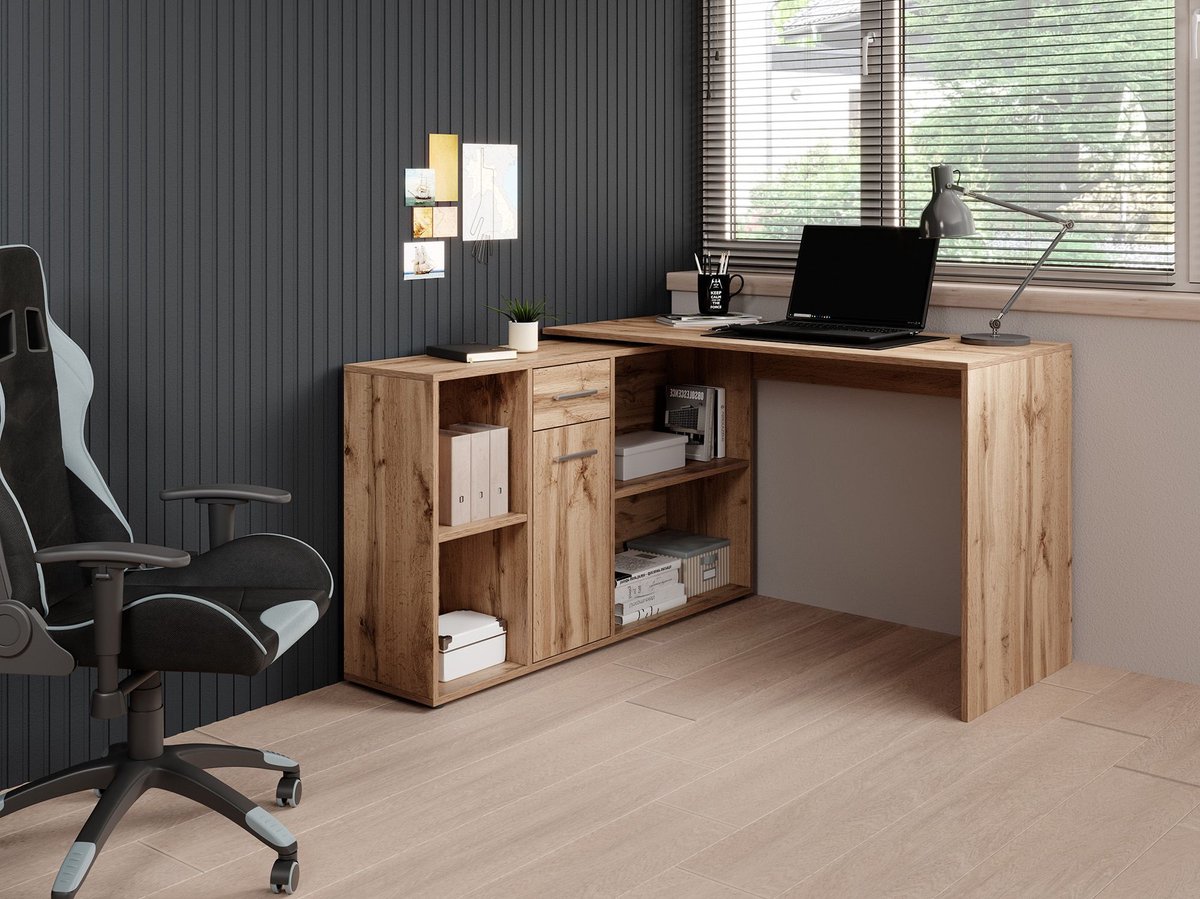 Meubella - Bureau Crister - Eiken - 122 cm